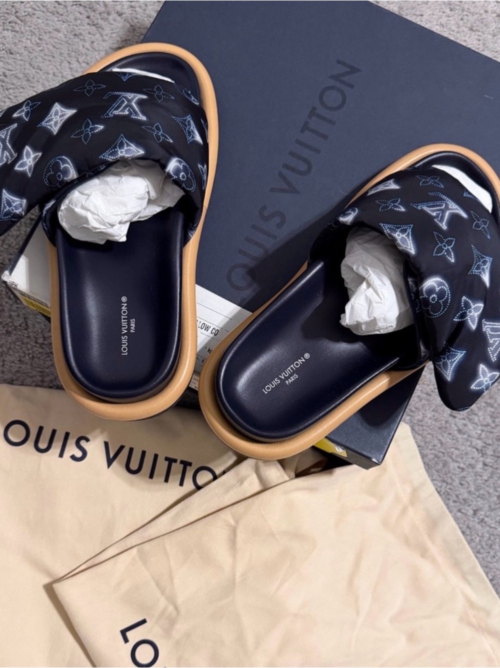 Louis Vuitton Black Monogram Pillow Mule size 35  NIB